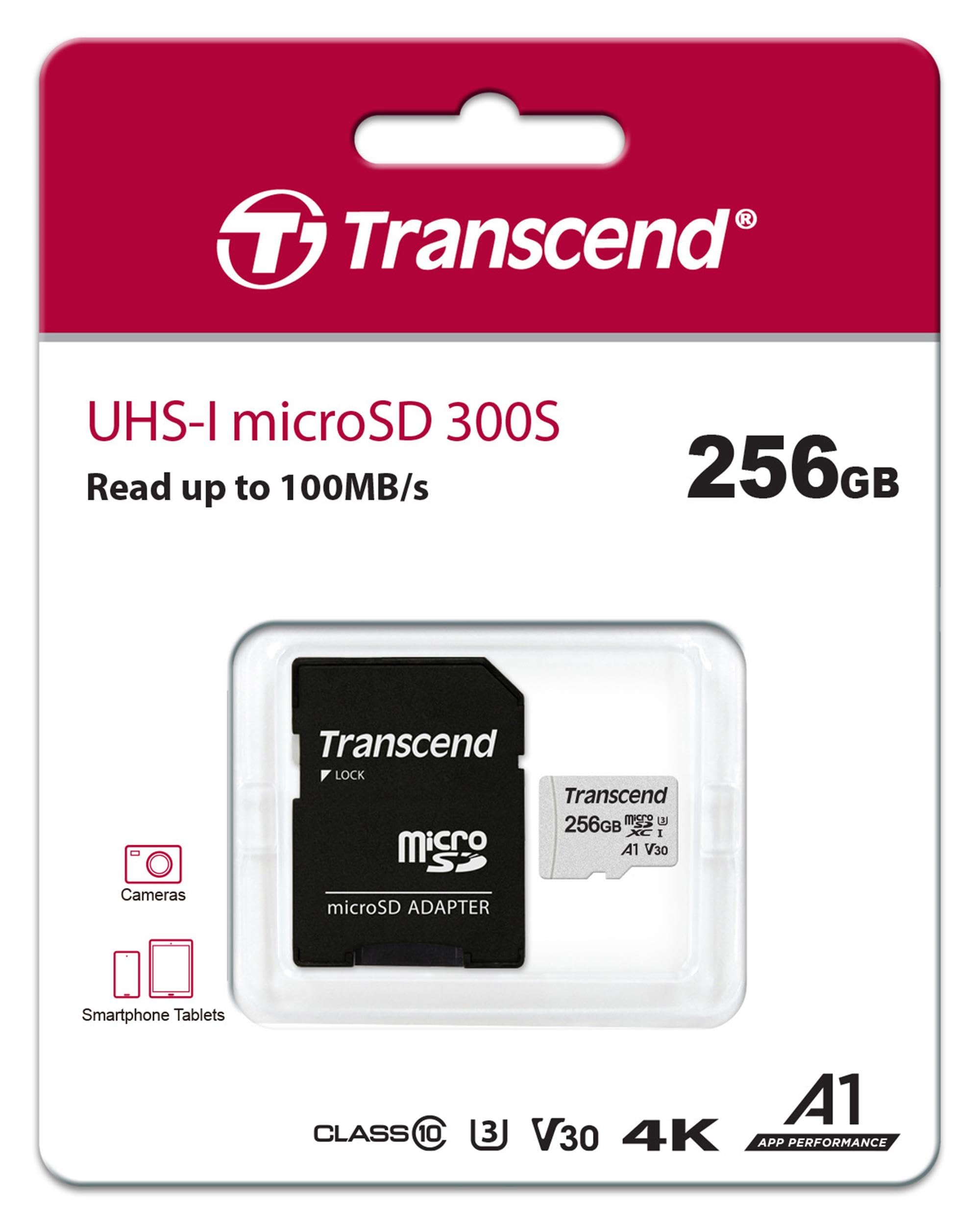 Amazon.com: Transcend 256GB USD300S microSD Card, 100MB/s, 4K, U3